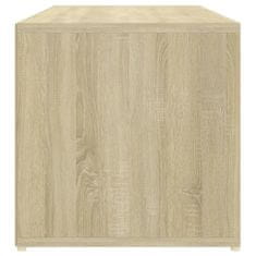 Greatstore Botníková lavice bílá a dub sonoma 105 x 35 x 35 cm dřevotříska