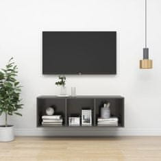 Vidaxl Nástěnná TV skříňka šedá vysoký lesk 37x37x107 cm dřevotříska