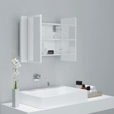 Greatstore Koupelnová skříňka LED zrcadlo lesklá bílá 60 x 12 x 45 cm