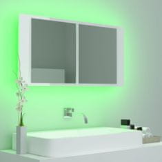 Vidaxl LED koupelnová skříňka se zrcadlem lesklá bílá 90 x 12 x 45 cm
