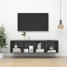 Vidaxl Nástěnná TV skříňka šedá vysoký lesk 37x37x142,5 cm dřevotříska