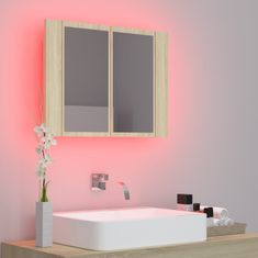 Vidaxl LED koupelnová skřínka se zrcadlem dub sonoma 60 x 12 x 45 cm