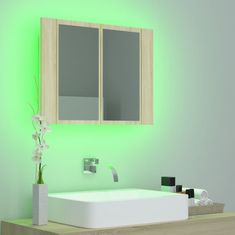 Vidaxl LED koupelnová skřínka se zrcadlem dub sonoma 60 x 12 x 45 cm