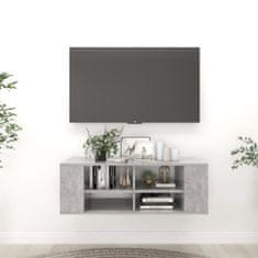 Greatstore Nástěnná TV skříňka betonově šedá 102 x 35 x 35 cm dřevotříska