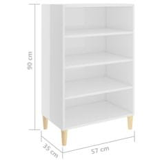 Greatstore Příborník bílý s vysokým leskem 57 x 35 x 90 cm dřevotříska