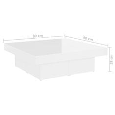 Greatstore Konferenční stolek bílý vysoký lesk 90 x 90 x 28 cm dřevotříska