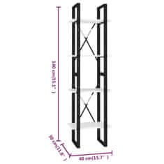 Greatstore Knihovna se 4 policemi bílá 40 x 30 x 140 cm dřevotříska