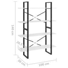 Vidaxl Knihovna se 4 policemi bílá 100 x 30 x 140 cm kompozitní dřevo