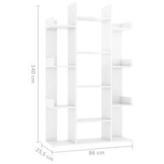 Greatstore Knihovna bílá s vysokým leskem 86 x 25,5 x 140 cm dřevotříska