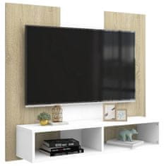 Greatstore Nástěnná TV skříňka bílá dub sonoma 102x23,5x90 cm dřevotříska