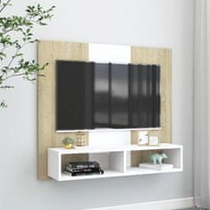 Greatstore Nástěnná TV skříňka bílá dub sonoma 102x23,5x90 cm dřevotříska