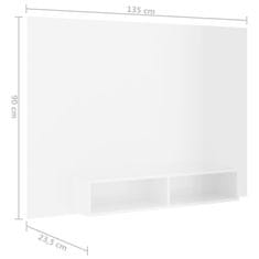 Greatstore Nástěnná TV skříňka bílá vysoký lesk 135x23,5x90 cm dřevotříska