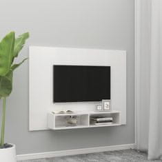 Greatstore Nástěnná TV skříňka bílá vysoký lesk 135x23,5x90 cm dřevotříska