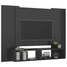 Greatstore Nástěnná TV skříňka šedá vysoký lesk 120x23,5x90 cm dřevotříska