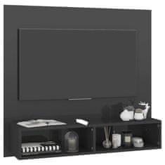 Greatstore Nástěnná TV skříňka šedá vysoký lesk 102x23,5x90 cm dřevotříska