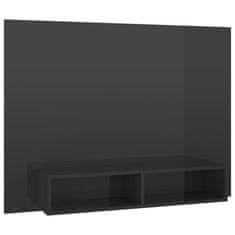 Greatstore Nástěnná TV skříňka šedá vysoký lesk 120x23,5x90 cm dřevotříska