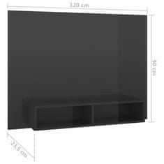 Greatstore Nástěnná TV skříňka šedá vysoký lesk 120x23,5x90 cm dřevotříska