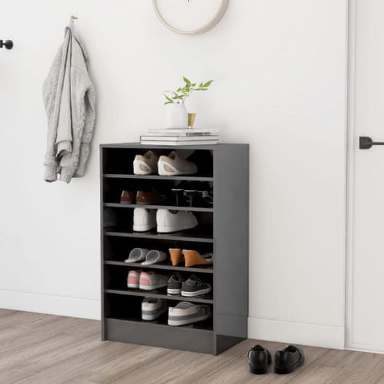 Greatstore Botník šedý s vysokým leskem 60 x 35 x 92 cm dřevotříska