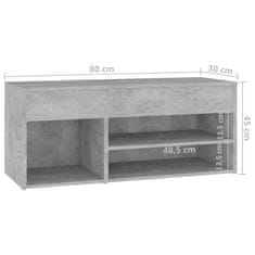 Greatstore Lavice s botníkem betonově šedá 80 x 30 x 45 cm dřevotříska