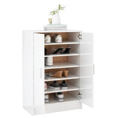 Greatstore Botník bílý s vysokým leskem 60 x 35 x 92 cm dřevotříska