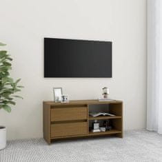 Vidaxl TV stolek medově hnědý 80 x 31 x 39 cm masivní borové dřevo