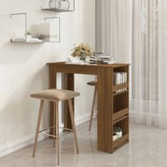 Greatstore Barový stůl s úložným regálem hnědý dub 102 x 50 x 103,5 cm