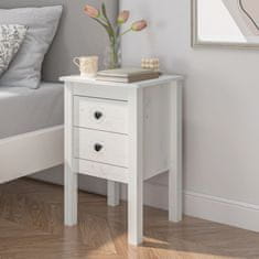 Greatstore Noční stolek bílý 40 x 35 x 61,5 cm masivní borové dřevo