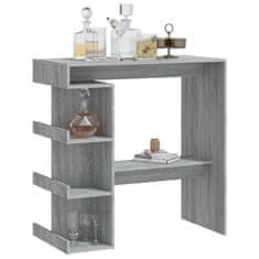 Greatstore Barový stůl s úložným regálem šedý dub sonoma 100x50x101,5 cm