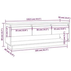 Vidaxl TV skříňka černá 110,5 x 34 x 40 cm masivní borové dřevo