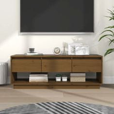 Greatstore TV skříňka medově hnědá 110,5 x 34 x 40 cm masivní borové dřevo