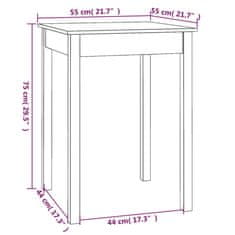 Vidaxl Jídelní stůl 55 x 55 x 75 cm masivní borové dřevo