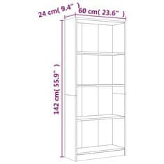 Petromila 4patrová knihovna kouřový dub 60 x 24 x 142 cm kompozitní dřevo