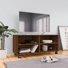 Greatstore TV skříňka na kolečkách hnědý dub 90x35x35 cm kompozitní dřevo