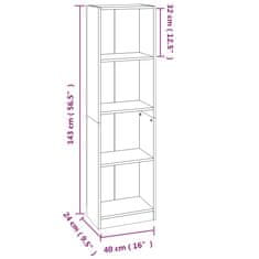 Petromila 4patrová knihovna hnědý dub 40 x 24 x 143 cm kompozitní dřevo