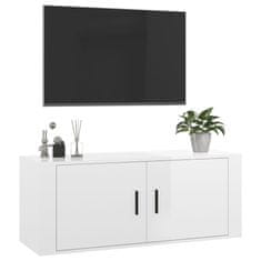 Greatstore Nástěnná TV skříňka bílá s vysokým leskem 100x34,5x40 cm