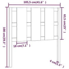 Vidaxl Čelo postele šedé 105,5 x 4 x 100 cm masivní borovice