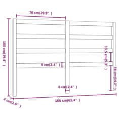 Vidaxl Čelo postele šedé 166 x 4 x 100 cm masivní borovice