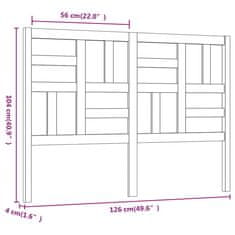 Greatstore Čelo postele bílé 126 x 4 x 104 cm masivní borovice