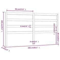 Vidaxl Čelo postele 206 x 4 x 100 cm masivní borovice