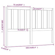 Vidaxl Čelo postele černé 156 x 4 x 100 cm masivní borovice