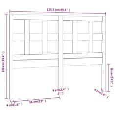 Greatstore Čelo postele šedé 125,5 x 4 x 100 cm masivní borovice