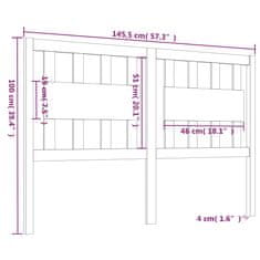 Vidaxl Čelo postele 145,5 x 4 x 100 cm masivní borovice