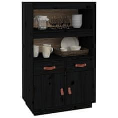 Greatstore Skříň highboard černá 67 x 40 x 108,5 cm masivní borové dřevo