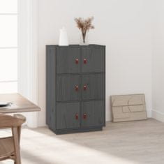 Greatstore Skříň highboard šedá 67 x 40 x 108,5 cm masivní borové dřevo