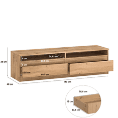 Target Home Televizní stolek TV stolek 140 cm dub wotan