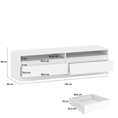 Target Home Televizní stolek TV stolek 140 cm bílá barva