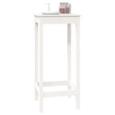 Greatstore Barový stolek bílý 50 x 50 x 110 cm masivní borové dřevo
