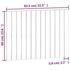 Vidaxl Nástěnné čelo postele černé 82,5x3x60 cm masivní borové dřevo