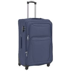 Vidaxl 3dílná souprava měkkých kufrů na kolečkách, tmavě modrá