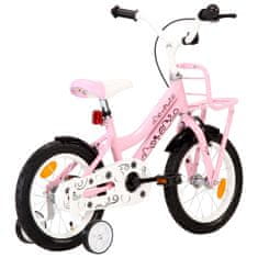 Greatstore Dětské kolo s předním nosičem 14'' bílo-růžové